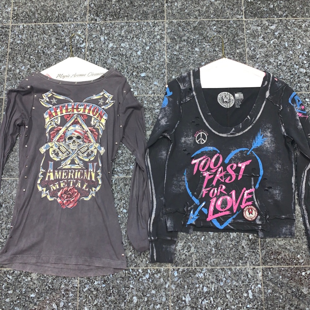 2 unique affliction shirts